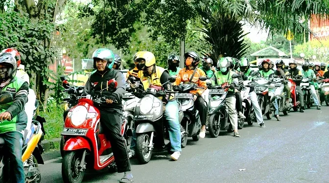 Deretan Ojol riding bareng. Foto/dok for TM