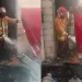 Petugas melalukan pembasahan di lokasi kebakaran di Lawang, Kabupaten Malang. Foto: Damkar Kabupaten Malang