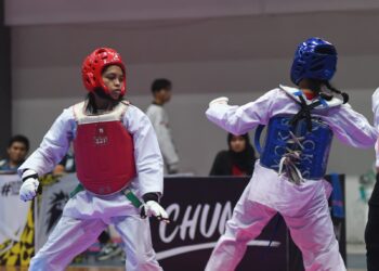 Pertandingan Kejuaraan Taekwondo Piala Pj Wali Kota Malang. (Foto/M Sholeh)