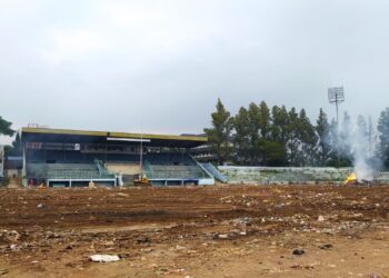 Tampak lapangan Stadion Brantas Kota Batu rata dengan tanah, Pemkot Batu kebut renovasi. Foto: Azmy