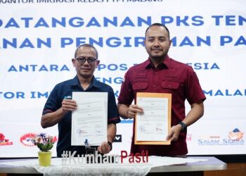 Kantor Imigrasi Kelas I Malang teken kerja sama dengan PT Pos Indonesia. Foto/dok for TM