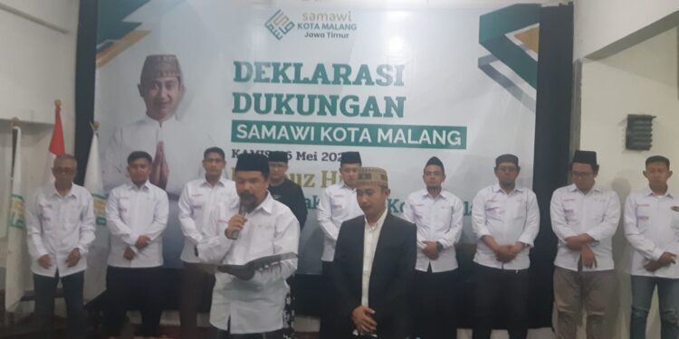 Samawi Kota Malang deklarasikan dukungan untuk Kak Fai (Fairouz Huda) jadi N2. (Foto/M Sholeh)
