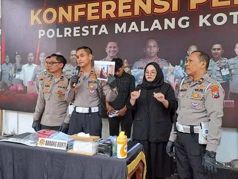 Satlantas Polresta Malang Kota mengungkap kasus tabrak lari di Kota Malang. (Foto/M Sholeh)