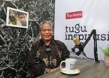 Dr. Sudi Dul Aji, Rektor Unikama, saat menjadi tamu podcast di Tugu Media. Foto/dok TM