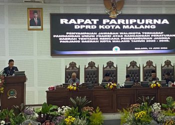 Rapat paripurna penyampaian jawaban Wali Kota terhadap pandangan umum fraksi atas ranperda RPJPD 2024-2045. (Foto/M Sholeh)