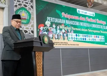 Rektor Unisma Prof Junaidi saat memberikan sambutan kepada 65 mahasiswa peserta PMM 4 se-Indonesia.Foto: Dok. Unisma