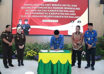 Penandatanganan penyerahan aset Pemkab Malang. Foto: Pemkab Malang