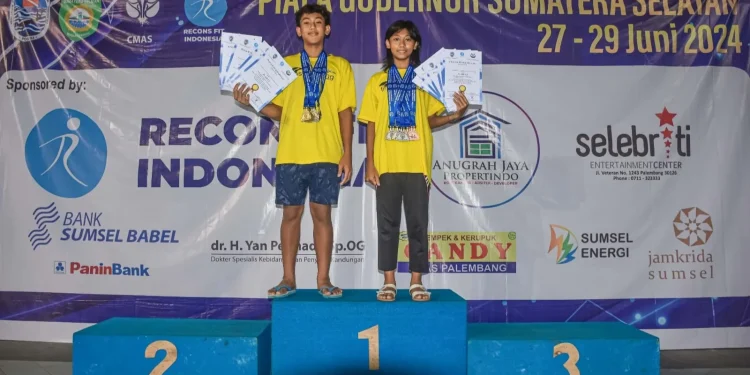 Atlet selam Kota Batu boyong pulang 2 medali emas dari Kejurnas Palembang 2024. Foto: KONI Kota Batu