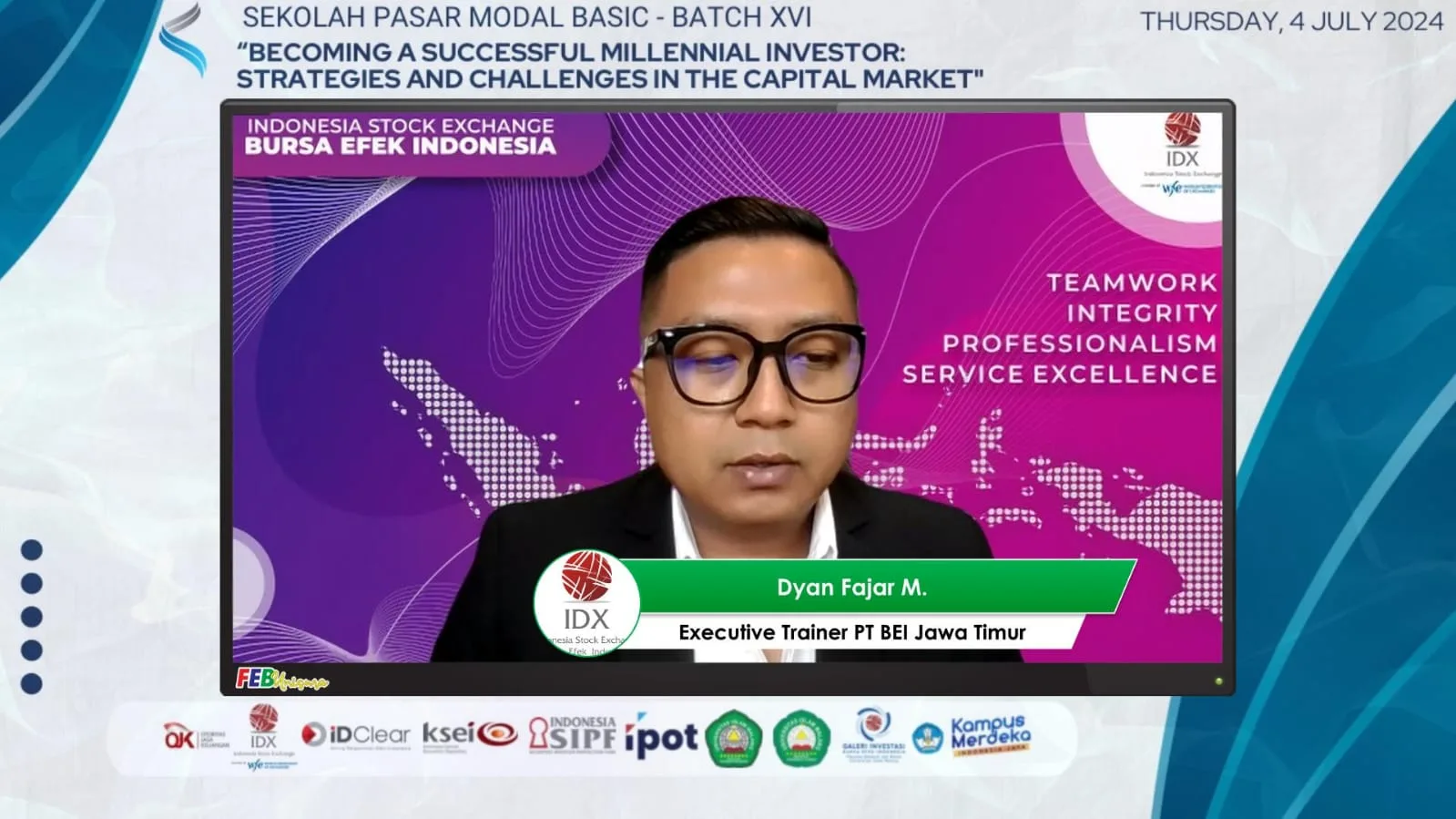 Dyan Fajar Mahardika selaku Executive Trainer PT Bursa Efek Indonesia. Foto/dok Unisma