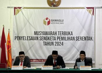 Sidang penyelesaian sengketa pemilu 2024 di Bawaslu Kota Malang. (Foto/dok. Bawaslu Kota Malang)