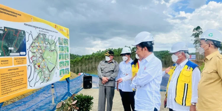 Proses pembangunan Ibu Kota yang dialihkan ke Kalimantan Timur sebagai Ibu Kota Nusantara ( IKN ). Foto/Setneg.go.id
