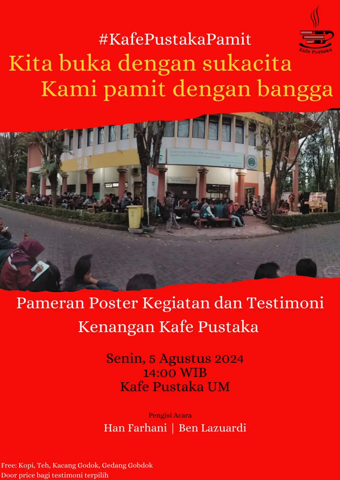 Acara #KafePustakaPamit yang akan diselenggarakan hari Senin (5/8/2024)./Foto: Instagram @pelangisastra.