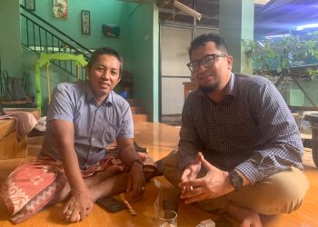 Ketua Umum Gerakan Pemuda (GP) Ansor H Addin Jauharuddin (kiri) bersama CEO Tugu Media Group Irham Thoriq.