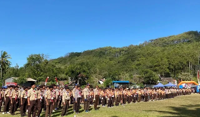 Kwartir Ranting Tirtoyudo Gelar Upacara peringatan Hari jadi Pramuka ke-63. Foto: Ahmad Farulloh