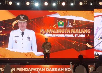 Pj Wali Kota Malang, Iwan Kurniawan dalam Gebyar Sadar Pajak 2024. (Foto/M Sholeh)