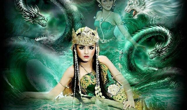 Nyi Roro Kidul di Pantai Selatan yang dimitoskan memiliki larangan memakai baju hijau pada setiap pengunjung. Foto/Pinterest