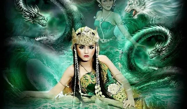 Nyi Roro Kidul di Pantai Selatan yang dimitoskan memiliki larangan memakai baju hijau pada setiap pengunjung. Foto/Pinterest