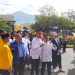 Pasangan Firhando Gumelar dan H. Rudi atau pasangan GURU saat mendatangi KPU Kota Batu untuk mendaftarkan diri sebagai pasangan calon Wali Kota. Foto: Azmy