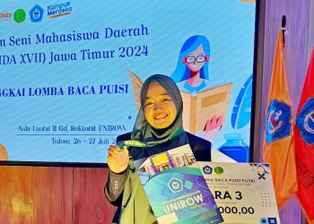 Nabila Mahda Susila sukses harumkan nama Universitas Negeri Malang di ajang Lomba Baca Puisi PEKSIMIDA. /Foto: dok.UM