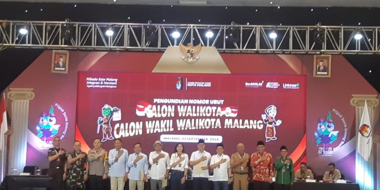 Penerapan nomor urut paslon Pilkada Kota Malang. (Foto/M Sholeh)