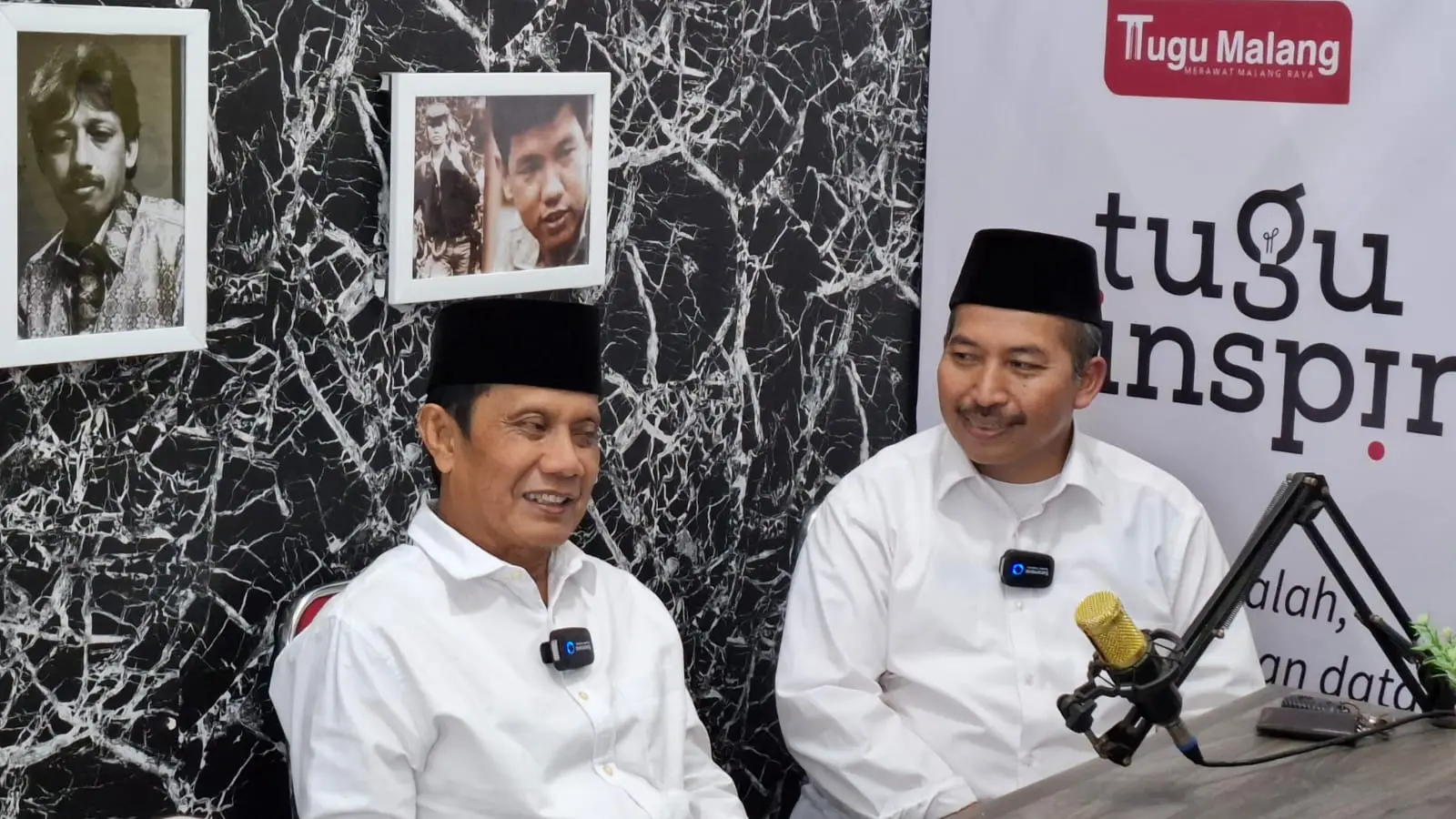 Bapaslon Bupati dan Wakil Bupati Malang, Abah Gunawan dan Dokter Umar saat mengisi podcast Tugu Inspirasi. Foto: Aisyah Nawangsari Putri