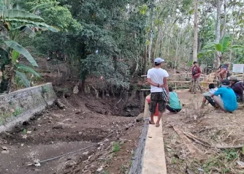 Warga berkerumun di sekitar Umbul Sengkaring yang mengering. Foto: Aisyah Nawangsari Putri