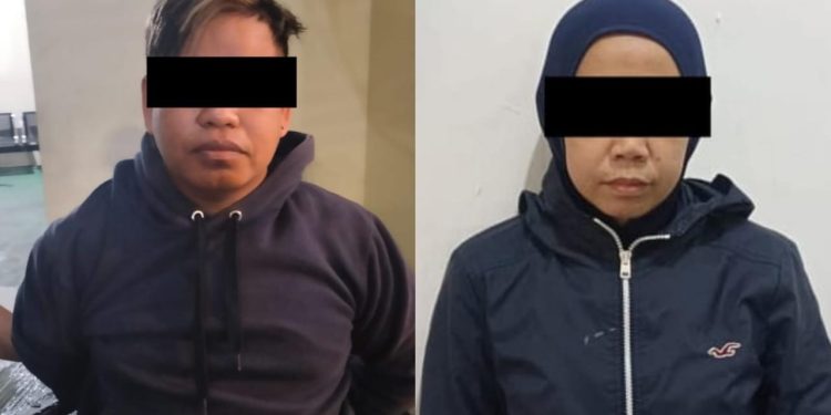 Tersangka sepasang kekasih Jumaidi dan Ernis usai ditangkap polisi. Foto: Polres Malang