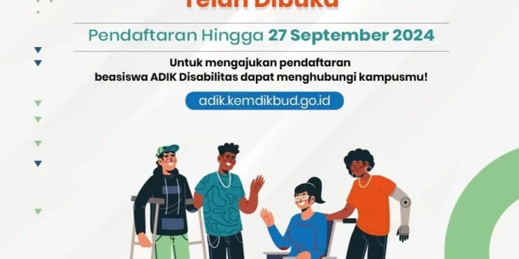 Pendaftaran Beasiswa ADik Disabilitas 2024 yang diberikan oleh Kemendikbudristek yang sudah dibuka dan akan ditutup pada tanggal 27 September 2024 mendatang. /Foto: Tangkapan layar Instagram @puslapdik_dikbud.
