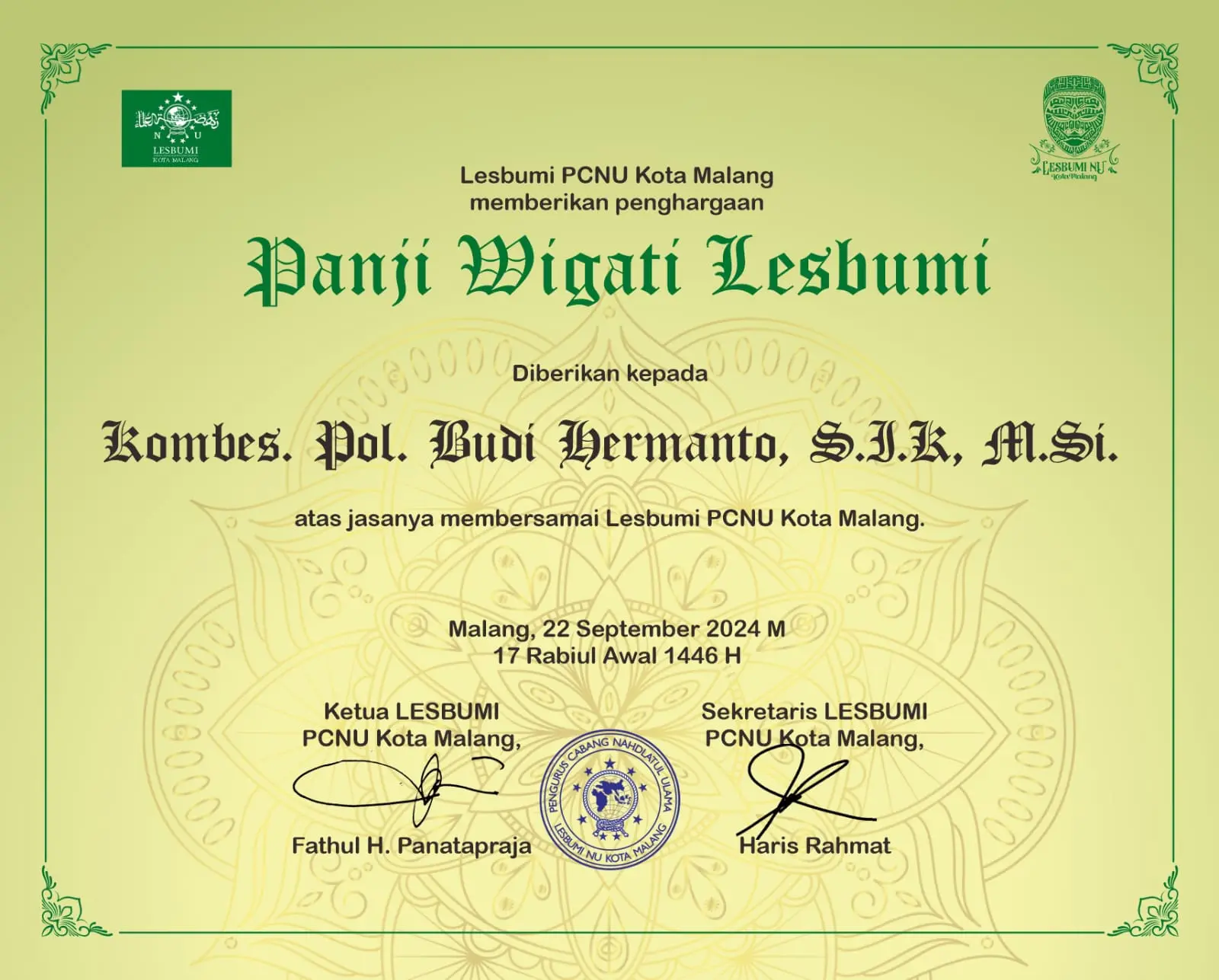 Piagan Panji Wigati Lesbumi. Foto/dok Lesbumi