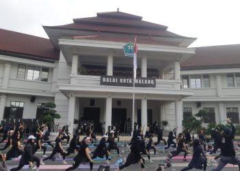 Animo ratusan peserta event Pound With View di Balai Kota Malang. (Foto/M Sholeh)
