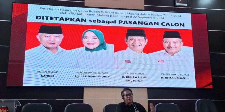 Dua paslon Bupati dan Wakil Bupati Malang akan ikuti debat pertama pada Jumat (25/10/2024). Foto: Aisyah Nawangsari Putri