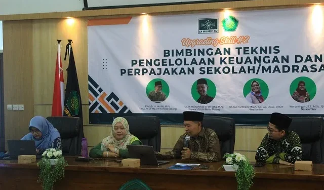LP Ma'arif NU Kota Malang menggelar bimbingan teknis untuk pengelolaan keuangan dan perpajakan bagi sekolah. Foto/dok. LP Ma'arif NU Kota Malang