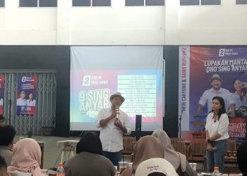 Calon Wali Kota Malang, Sam HC (Heri Cahyono) bersama wakilnya Ganis Rumpoko menyampaikan komitmen anti korupsi. (Foto/M Sholeh)