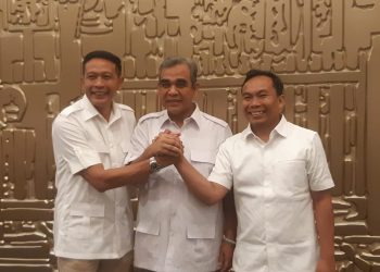 Sekjen DPP Partai Gerindra, Ahmad Muzani didampingi Wahyu-Ali melakukan kunjungan di Kota Malang. (Foto/M Sholeh)