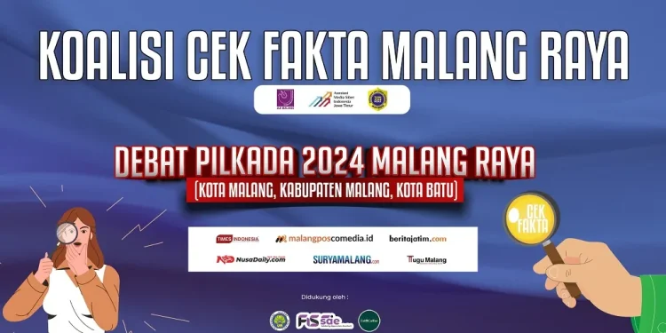 Poster cek fakta debat pilkada Malang Raya 2024. Foto/dok AMSI Jatim