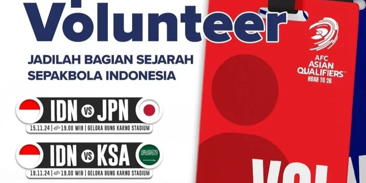 PSSI membuka pendaftaran volunteer laga Timnas Indonesia melawan Jepang dan Arab Saudi di Kualifikasi Piala Dunia 2026 Zona Asia /Foto: Tangkapan layar Instagram @pssi.