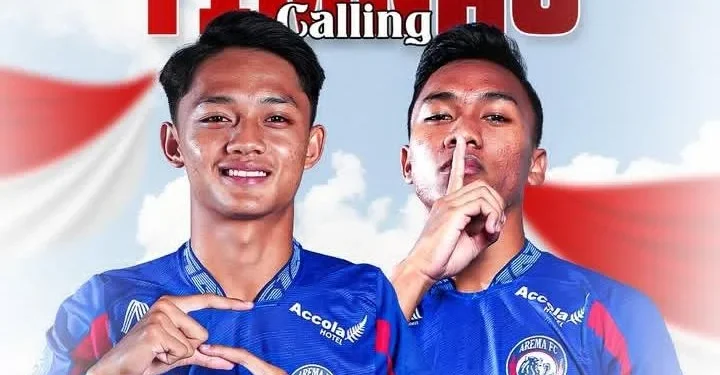 Dua pemain muda Arema FC, Achmad Maulana dan Arkhan Fikri yang masuk dalam daftar Timnas Indonesia di TC Piala AFF 2024. (Foto/Arema FC)