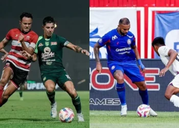 Laga pekan ke-13 BRI Liga 1 2024/2025 menyajikan duel seru Persebaya Surabaya vs Arema FC di Stadion GBT Surabaya, Jawa Timur pada Sabtu (7/12/2024). /Foto: Kolase Instagram @aremafcofficial dan @officialpersebaya.
