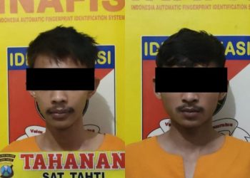 Kedua tersangka setelah diringkus polisi. Foto: Polres Malang