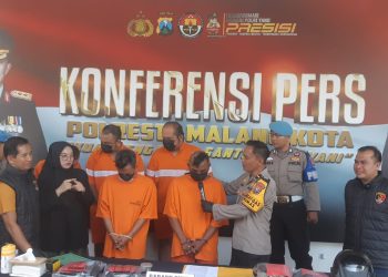 Polresta Malang Kota membongkar sindikat curanmor di Kota Malang. (Foto/M Sholeh)