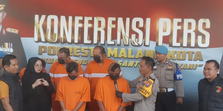 Polresta Malang Kota membongkar sindikat curanmor di Kota Malang. (Foto/M Sholeh)