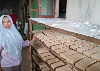 Salah satu produsen tempe menjes, Musrifah tetap bertahan meski harga bahan baku fluktuatif. Foto: Aisyah Nawangsari Putri