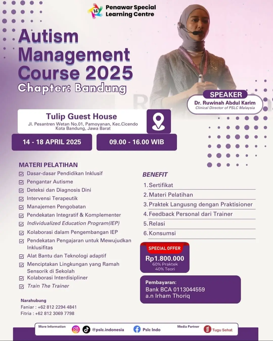Flyer event Autism Management Course 2025 di Kota Bandung./Foto: Dok. PSLC.