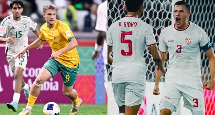 Prediksi susunan pemain dan head to head laga Australia vs Timnas Indonesia di Kualifikasi Piala Dunia 2026. /Foto: Kolase Instagram @footballaus dan @timnasindonesia.