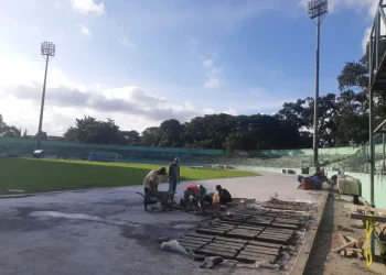 Venue atletik di Stadion Gajayana Kota Malang yang tengah direnovasi. (Foto/M Sholeh)