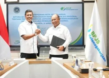 Penandatanganan Nota Kesepahaman antara BPJS Ketenagakerjaan dan Badan Gizi Nasional di Plaza BPJAMSOSTEK, Senin (21/04/2025) lalu. Foto/dok