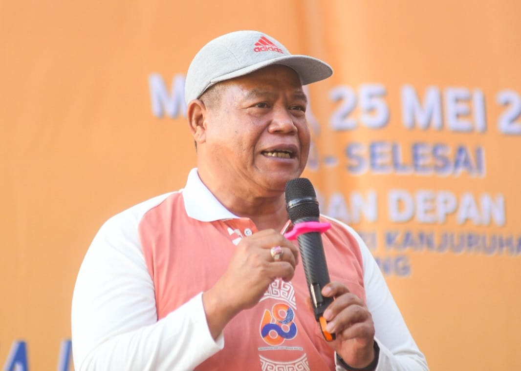 Sambutan Rektor Unikama, Dr. Sudi Dul Aji, M.Si pada acara puncak Dies Natalis ke-68 Unikama yang berlangsung meriah./Foto: Dok.Unikama