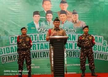 Pengukuhan Satgas Patriot Ketahanan Pangan oleh Pimpinan Wilayah Gerakan Pemuda Ansor Jawa Timur. Foto/dok