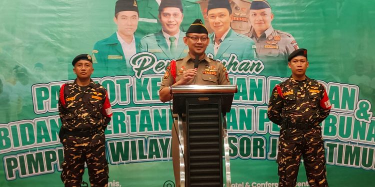 Pengukuhan Satgas Patriot Ketahanan Pangan oleh Pimpinan Wilayah Gerakan Pemuda Ansor Jawa Timur. Foto/dok