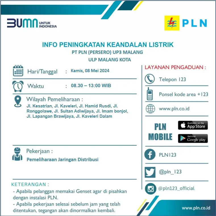 Pemadaman listrik di kota Malang